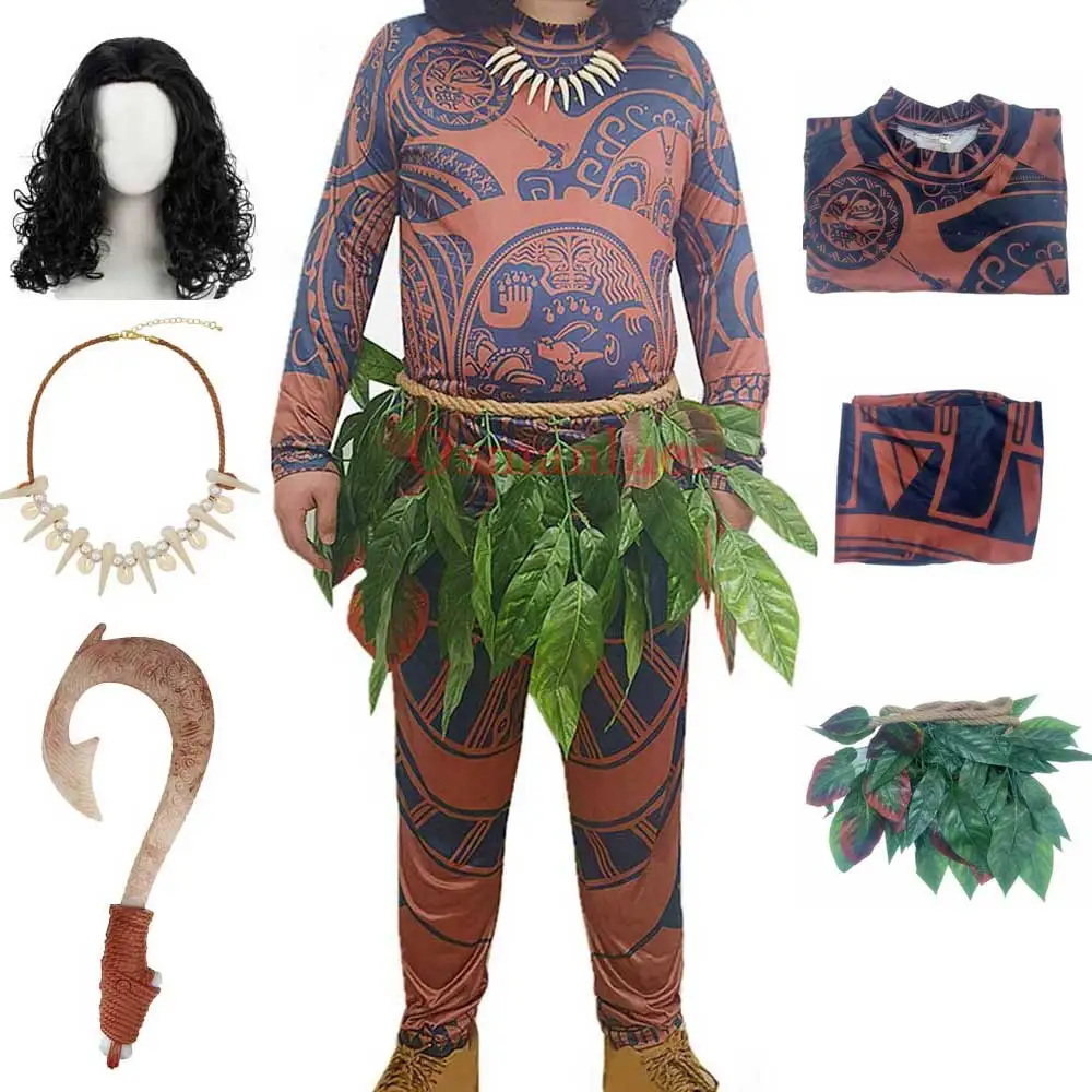 Erwachsene Moana Maui Kostüm Halloween Cosplay Tattoo Dress Up Karneval Outfit Männer Frauen Maui Halloween Kostüm Image