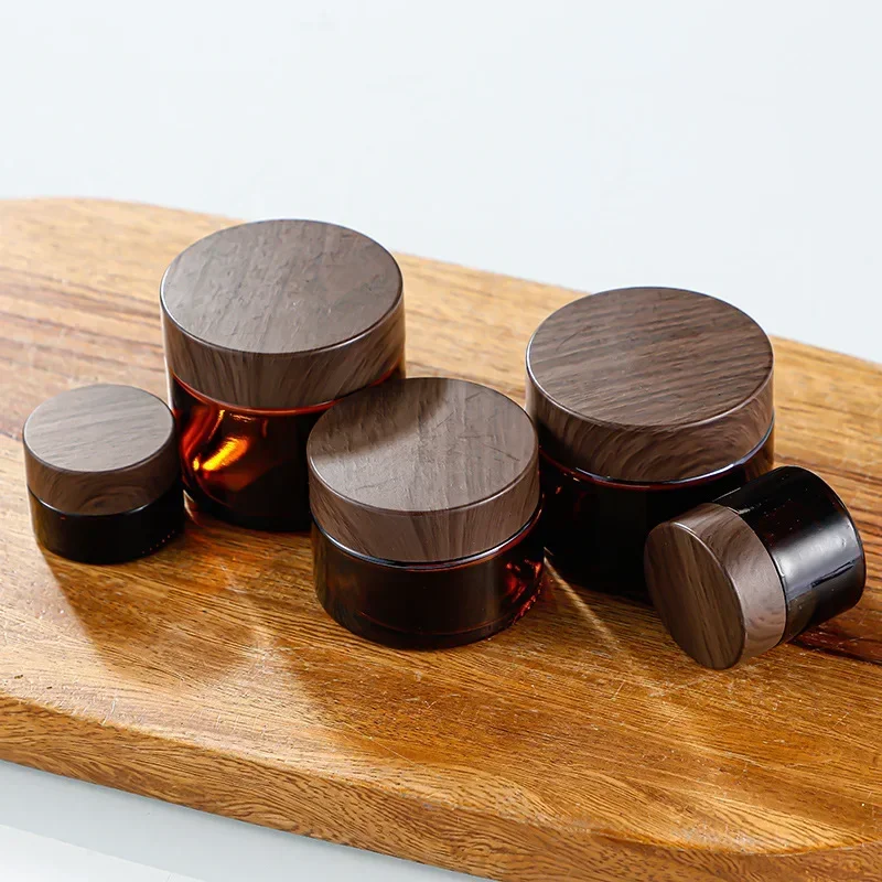 Dunkelbraune Cremeflasche, Glas, separate Flasche, Gesichtscreme, Augencreme-Box, leer, nachfüllbar, Kosmetikbehälter, 5/10/15/20/30/50/60 g Image