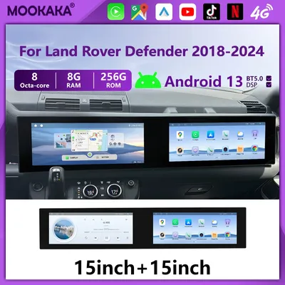 15 + 15 Zoll Dual Screen Für Land Rover Defender 2018-2024 Auto Multimedia Player Android Auto Carplay GPS Navigation TV Kopf Einheit