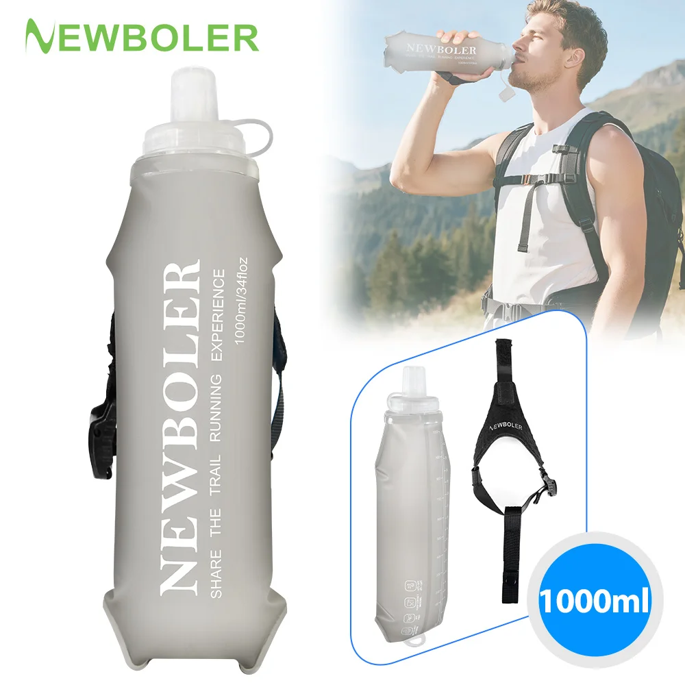 NEWBOLER Faltbare Armband-Wasserflasche, 800/1000 ml, weiche Flasche, TPU, feuchtigkeitsspendende Wasserflasche, fester Anti-Rutsch-Outdoor-Sport Image