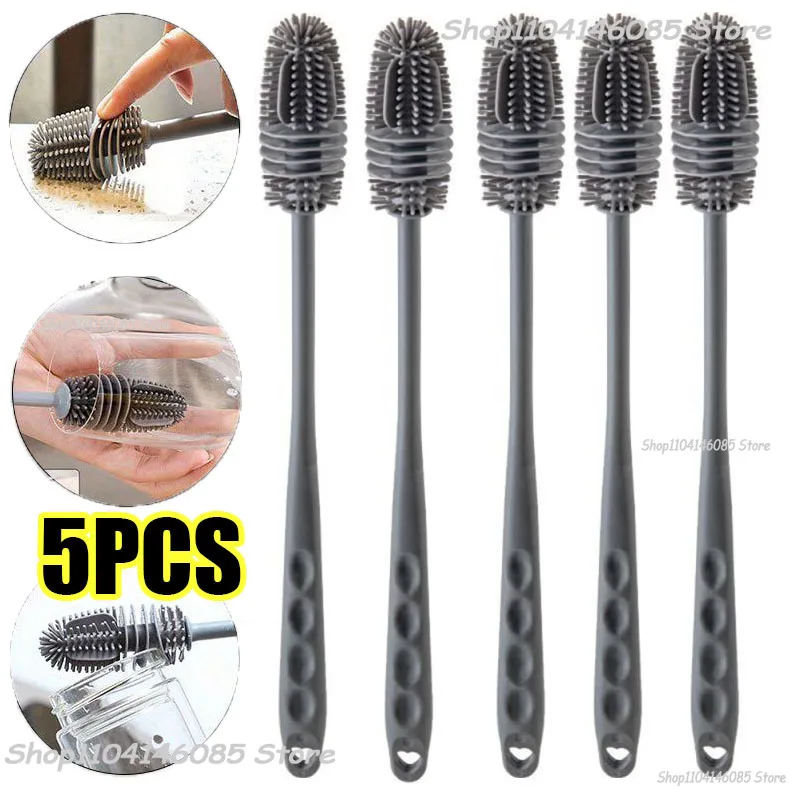 Lange Griff Silikon Flasche Pinsel Reinigung Pinsel Küche Reinigung Tasse Pinsel Thermos Glas Pinsel Reinigung Werkzeuge Flasche Pinsel Image