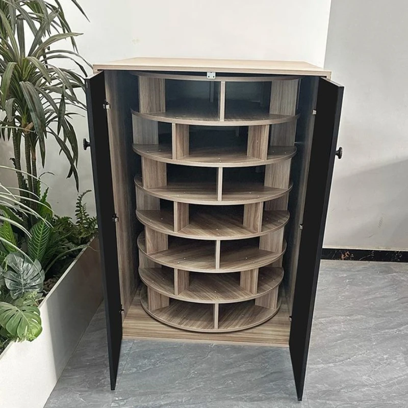 Schuhschrank für Zuhause, Schuh-Organizer aus Holz, großes Fassungsvermögen, mehrschichtig, drehbare Schuhschränke, Wohnzimmer-Organisation, Möbel