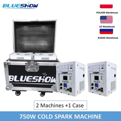 2PCS 750W Cold Firework Machine DMX Remote Control Cold Spark Machine Ti Powder LCD Cold Sparking Machine Powder Ti case