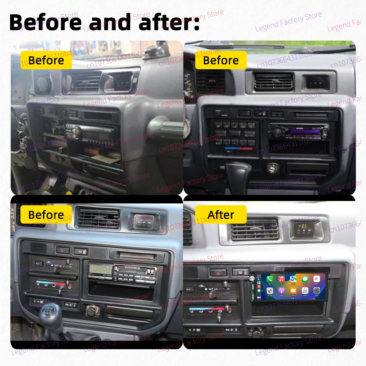 Carplay 1 Din Radio Android Auto Car Multimedia for Toyota Land Cruiser Hg 80 1995-1998 6.86" Screen Head Unit Autoradio GPS
