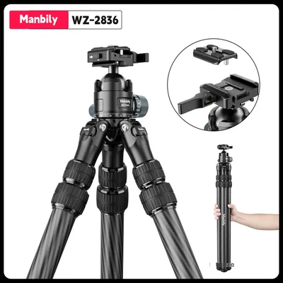 Manbily 80'' Carbon Fiber Tripod for Camera Heavy Duty Tripod Camera 36mm Tube with 44CM Ball Head Max Load 20kg