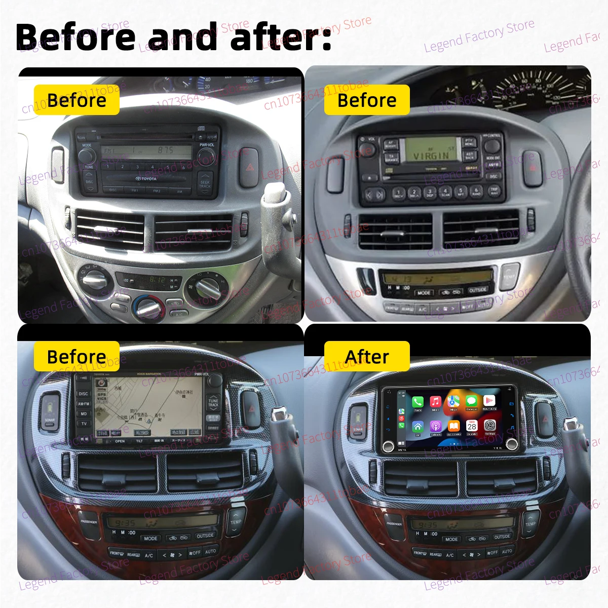 Wireless Carplay Android Auto Android Car Multimedia 2 Din Radio for Toyota Previa Estima Tarago 2000-2006 GPS 7" Screen Stereo