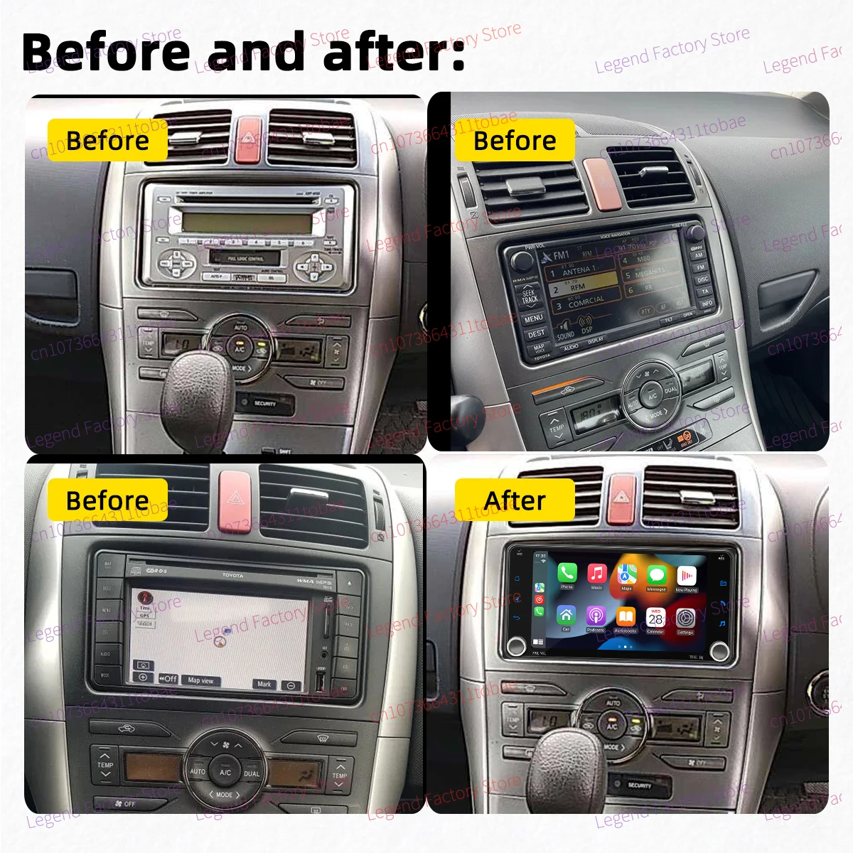 Wireless Carplay Android Auto Android Car Multimedia 2 Din Radio for Toyota Auris 2006-2012 Head Unit GPS WIFI 7" Screen Stereo