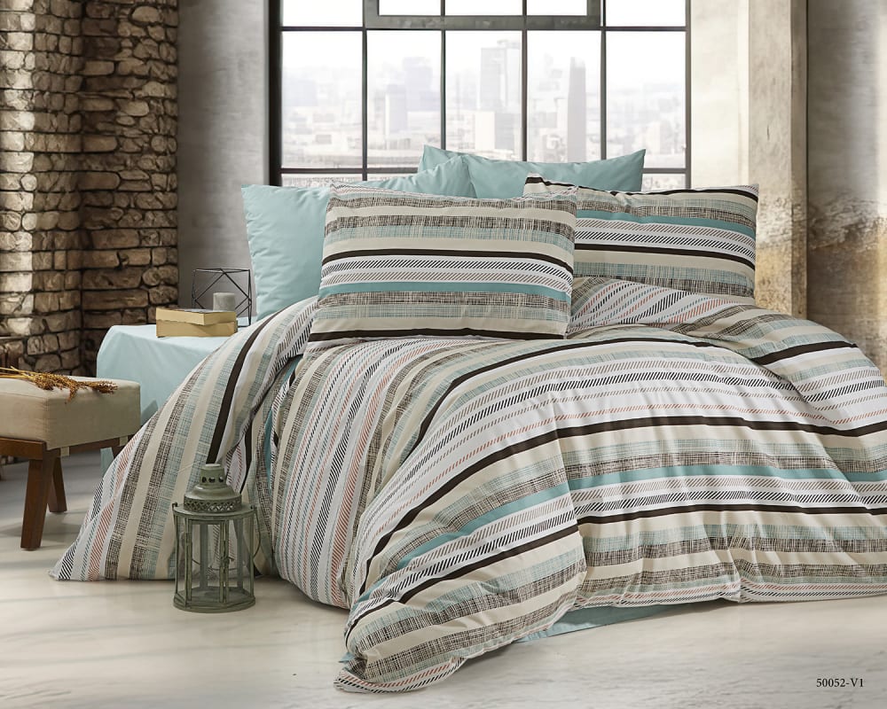 Parure de lit 2 personnes 240x220 cm coton imprimé