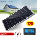 Kit pannello solare da 300 W Generatore solare a celle solari ricaricabili per esterni portatile con alimentazione USB policristallina completa da 12 V per la casa