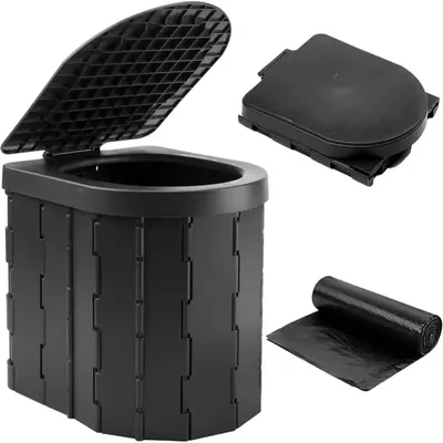 Outdoor Travel Bucket Toilet Seat Portable Folding Toilet with Lid Emergency Toilets Car-mounted Folding Camping Toilets