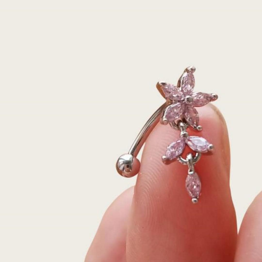 Sopracciglio a fiore da 16 g, anello per sopracciglia, bilanciere a forma di torre, gioielli per piercing, orecchini a forma di torre, gioielli con bi