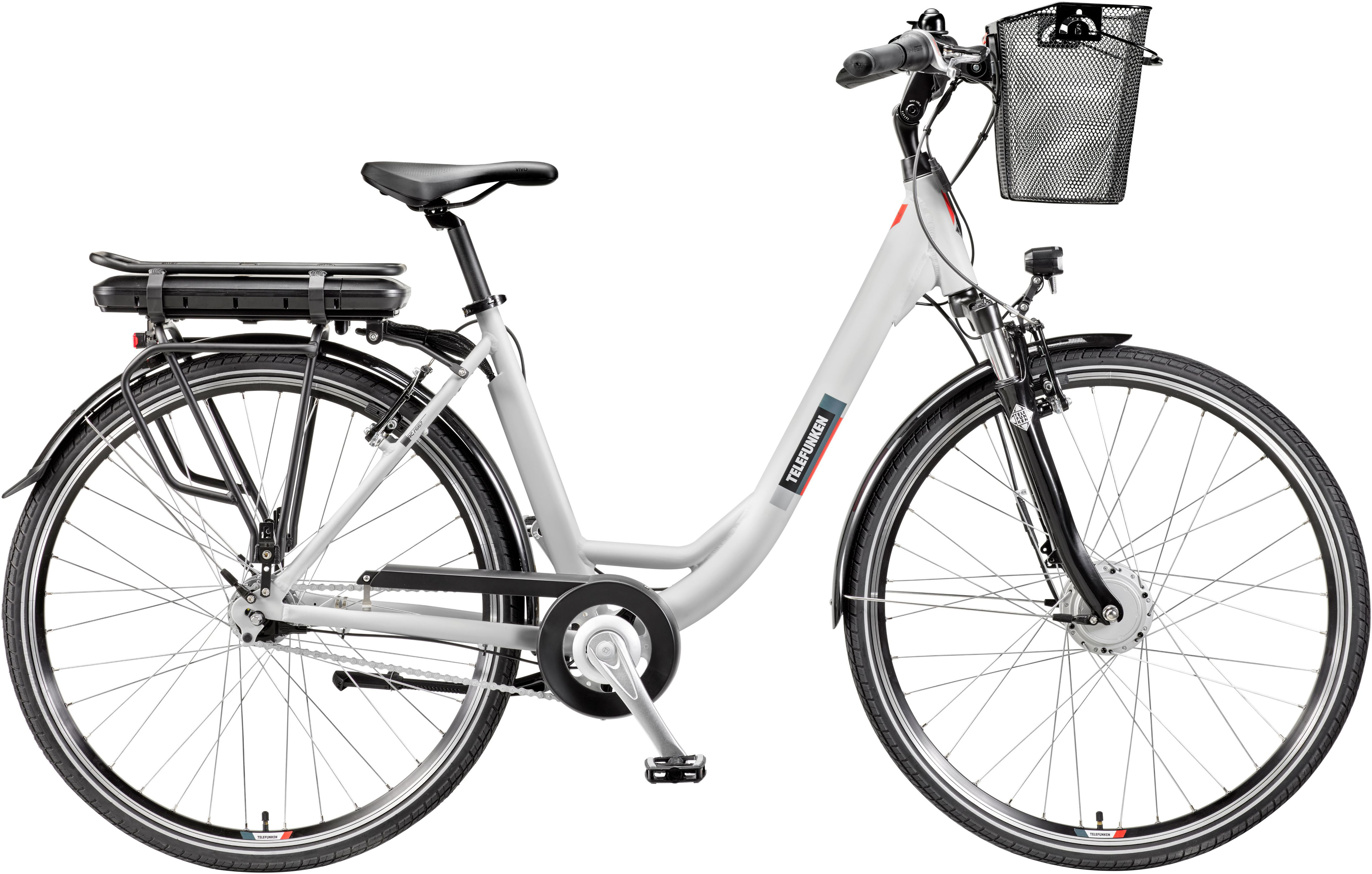 E-Bike TELEFUNKEN "Multitalent RC667" Gr. 49, schwarz (weiß, schwarz), Elektrofahrräder, 49cm, 28 Zoll (71,12cm), Pedelec, Elektrofahrrad, Damen, Herren, innerhalb StVZO, 28 Zoll Image