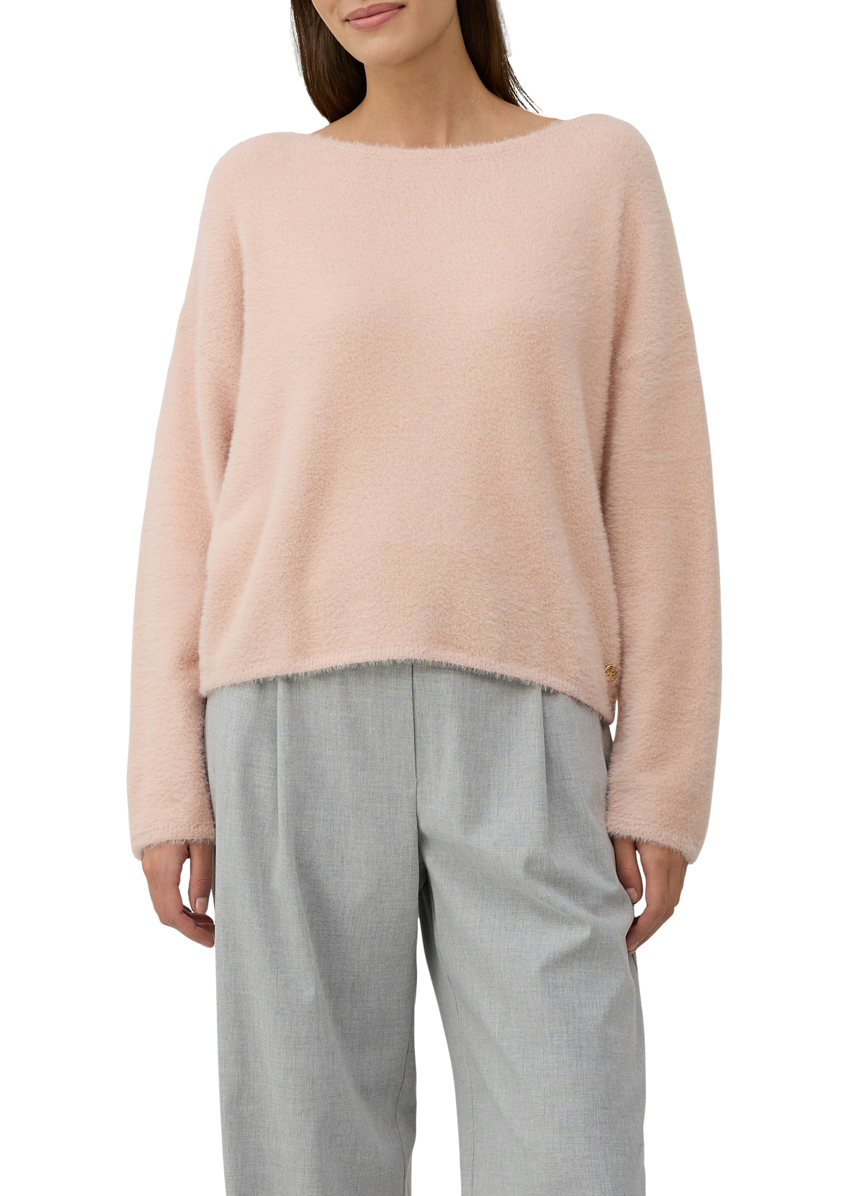 Strickpullover S.OLIVER BLACK LABEL, Damen, Gr. 44, rosa (rose), Strick, Obermaterial: 74% Polyamid, 16% Viskose, 10% Polyester, unifarben, Casual, regular fit taillenbedeckt, U-Boot-Ausschnitt, gerader Abschluss, Pullover, mit U-Boot Ausschnitt