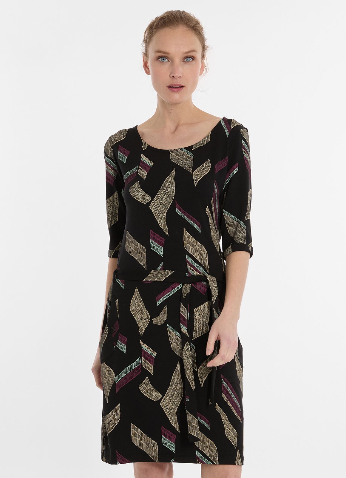 Minikleid RAGWEAR "KENISHA PRINT", Damen, Gr. M38, N-Gr, schwarz, Web, Obermaterial: 67% Polyester, 28% Viskose, 5% Elasthan, bedruckt, Casual, kniefrei, Rundhals, Kleider, Sommerkleid Image