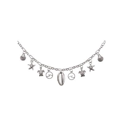 Fußkette mit Anhänger LASCANA, Damen, Gr. Metall, silber (silberfarben), Fußkettchen, Seestern,Muschel,Schildkröte,Fußketten Set,Fußkettchen mit Anhänger Image