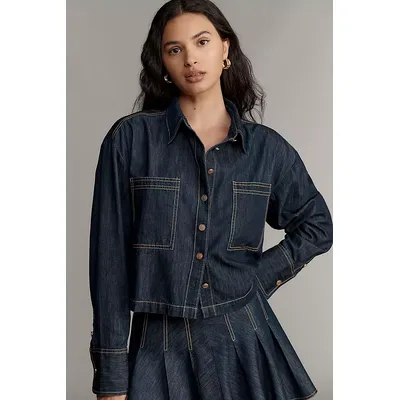 Maeve Long-Sleeve Crop Denim Buttondown Shirt