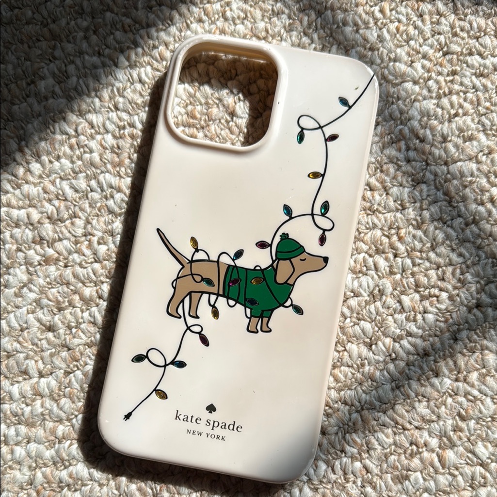 Kate Spade Cell Phones & Accessories | Kate Spade Cream Dog Design Phone Case | Color: Cream/Green | Size: Iphone 13 Pro Max