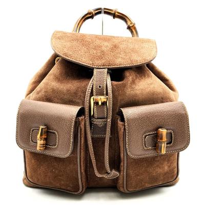 Gucci Bags | Gucci 003, 58, 0016 Bamboo Suede Brown Backpack Daypack For Men And Women | Color: Brown | Size: Os