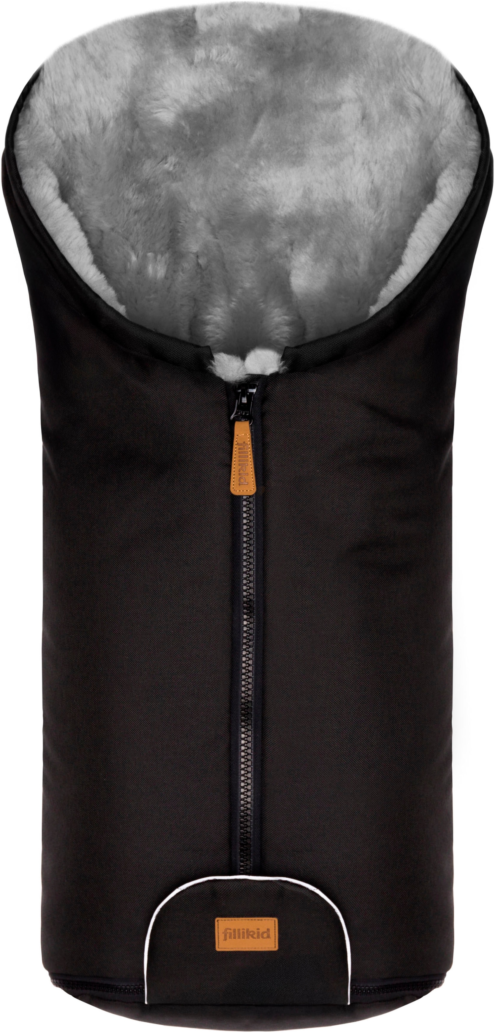 Fußsack FILLIKID "Pamir Alpina, schwarz, Lammfell grau, Winterfußsack", Baby, schwarz, Lammfell, Polyester, Fußsäcke, für Autositze Gr. 0 und Kinderwagen Image