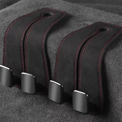 2pcs Car Seat Back Double Hook – Suede Metal Rear Seat Organizer, Car Storage Hanger, Interior Accessory