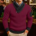 Per uomo Felpa Maglione A Coste Maglia Top Regolari Lavorato a maglia Slim Fit Semplice Scialle Maglieria Contemporaneo Casuale Abbigliamento quotidiano Abbigliamento Autunno Nero Rosso S M L