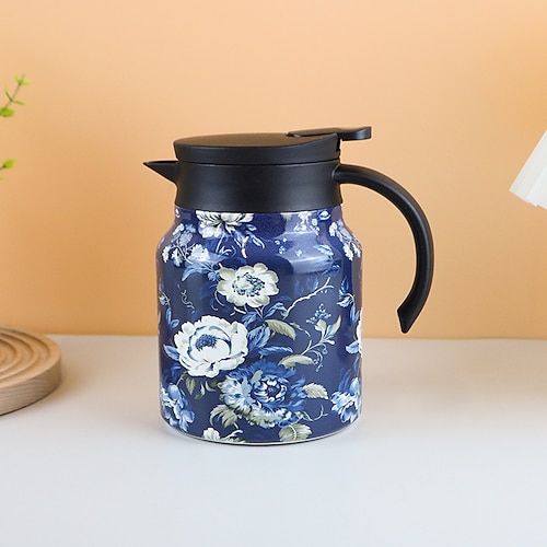 Thermos da tè con motivo floreale vintage, teiera isolata in acciaio inossidabile 316, grande capacità, bollitore per acqua calda con separazione del tè, design semplice per uso domestico, bollitore termico