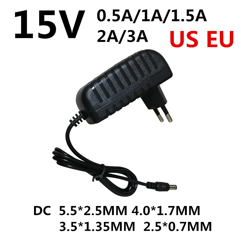 1PCS AC/DC Adapter DC 15V 0,5A 1A 1,5 A 2A 3A AC 100-240V Konverter Adapter Power 15 V Volt Ladegerät Netzteil EU UNS Stecker Image