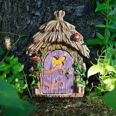 Gnome Fairy House Synthetic Resin Dustproof Waterproof Garden Gnomes House Figurine for Yard Lawn Backyard Outside Decoration