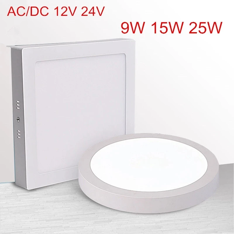 LED-Panel-Leuchte, 9 W, 15 W, 25 W, rund/quadratisch, Downlight, AC/DC, 12 V, 24 V, LED-Deckenleuchte für die Beleuchtung von Küche und Badezimmer