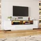 Meuble TV sur pied 180x40x48cm, panneau inférieur avec lumière LED, meuble de salon, meuble TV en blanc brillant, adapté aux téléviseurs de 75 pouces