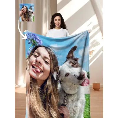 1pc Custom Blanket With Photo Text, Personalized Blanket Custom Throw Blanket, Custom Gift Blanket For Family, Friends