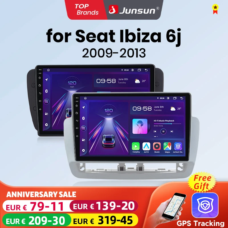 Junsun Drahtloses CarPlay Android-Autoradio zum Sitzen Ibiza 6d 2009–2013 Auto-Smart-Systeme RDS BT DSP 2 DIN-Autoradio Image