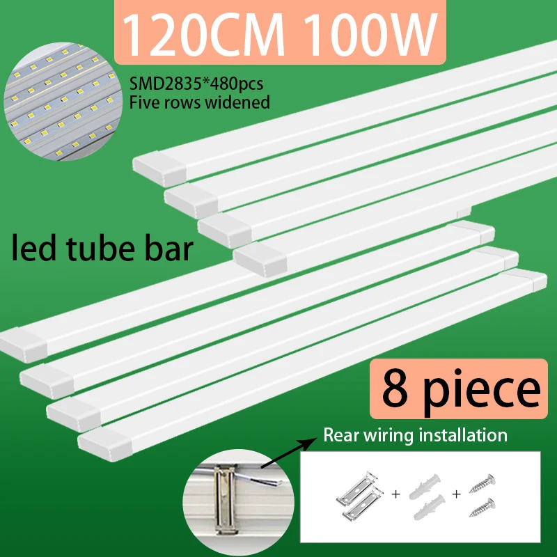 Feuchtigkeitsbeständige LED-Röhrenleuchte, 120 cm, Büroleuchten, superhell, 100 W, Schrankbeleuchtung, Fabrik, Geschäft, Lager, Industriebeleuchtung