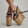 DOHBANER Frauen Pumpen Offene spitze Flip Flop Keile Sandalen 22 CM Handgemachte Höhe Erhöhen Damen Schuhe Frau Große Größe 39 43 47 48