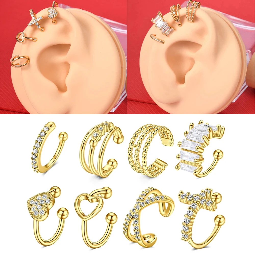 Mode Ohr Manschetten Zirkon Ohr Clip Ohrringe Weibliche Schnalle Ohr Manschette Keine Piercings Gefälschte Knorpel Ohr Frauen Valentinstag Geschenk Schmuck Image