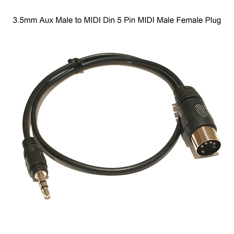 3,5 mm Stereo-Klinken-Audiokabel, 3,5 mm Aux-Stecker auf MIDI Din 5-poliger MIDI-Stecker, weiblich, 0,5 m, für Mikrofon, Mikrofon Image
