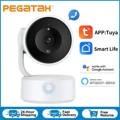WIFI Tuya Kamera Indoor 5MP Babyphone Zwei-Wege-Gespräch 4X Zoom PTZ 360 ° Überwachungskameras unterstützen Alexa Google Smart Life