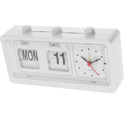 Creative Manual Date Week Display Calendar Clock Rectangle Shape Wall Home Decor Digital Alarm Timekeeping Device For Bedroom
