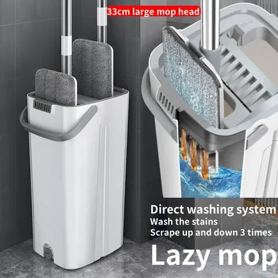 360° Rotation Flat Mop Squeeze and Superfine Fiber Pad Floor Cleaning Mop Lazy Wash Floor Mop Mops Household Cleaning Tools