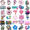 1–30 Stück rosa hawaiianische Schuh-Charms-Zubehör, Blumen-Kokosnuss-Pins für Sandale-Dekoration, Tier-Fußball-Clogs-Schnallen