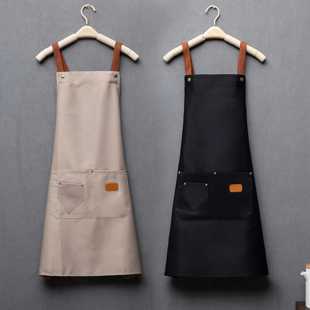1PCS Neue Mode Küche Schürzen für Frau Männer Chef Arbeit Schürze für Grill Restaurant Bar Shop Cafés Schönheit nägel Studios Uniform Image