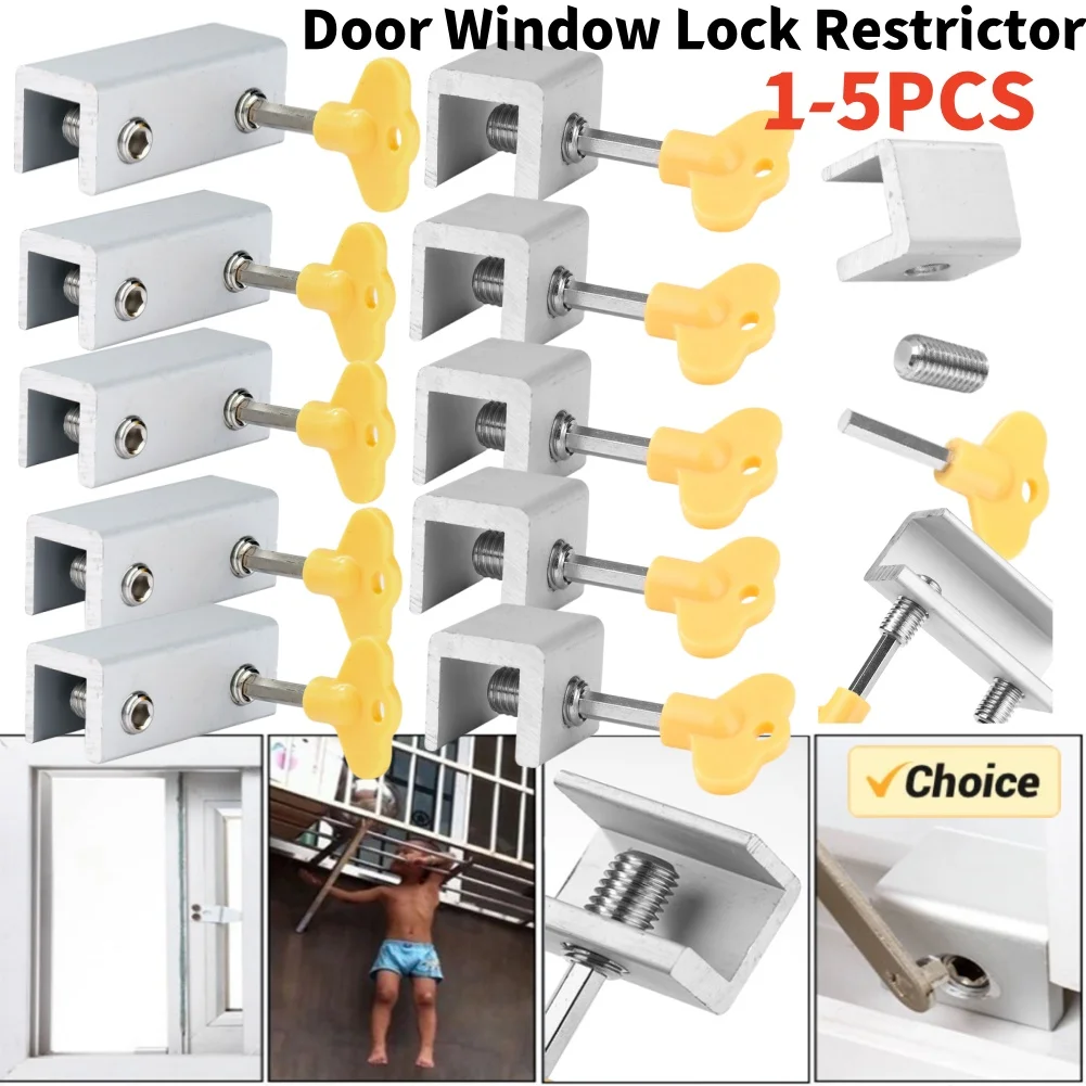 1-5PCS Aluminium Legierung Fenster Lock Stopper Schiebefenster Anti-diebstahl schloss Fenster Schiebetür Baby Kinder kind Sicherheit Türen Schloss