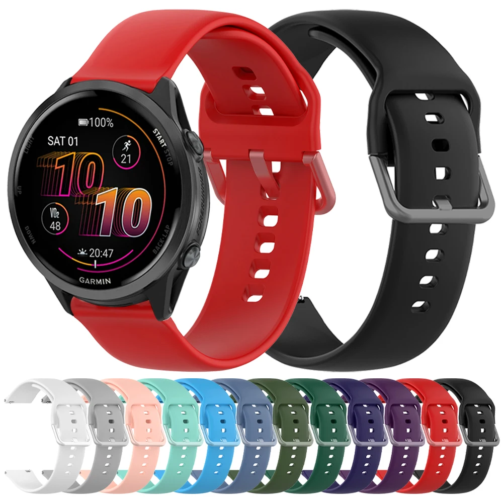 20 mm/22 mm Silikon-Armband für Garmin Forerunner 570 265 255 Sportarmband Garmin Venu sq 2 3 Vivoactive 4 6 5 Soft Strap Image