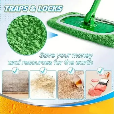 1/3/5pcs Sweeper Wet & Dry Cleaning Cloths Reusable Microfiber Mop Pads Green Furniture Flooring Mop Head Floor Cleaning Tools