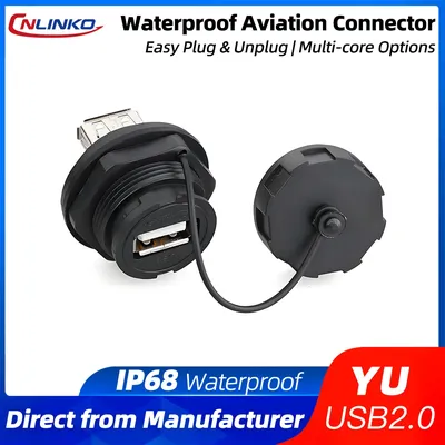 CNLINKO YU Series USB 2.0 USB 3.0 Waterproof Socket Connector Industrial Electrical Receptacle Connector Female Socket Jacks