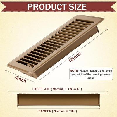 Heavy-Duty 4 x 10 Floor Vents Registers - Walkable Premium Finish Sidewall Floor Register with Easy Adjust Air Supply Lever for Home, Office or Ceiling Installation - Durable and Sturdy Design