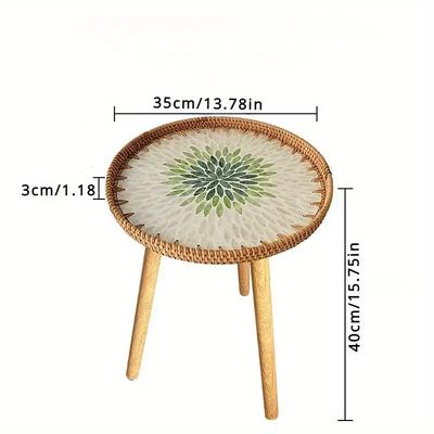 1 Piece Hand Woven Edge Table - Modern Triangular Base Edge Table Suitable for Living Rooms Terraces Offices - Compact Decorative Furniture Easy To Assemble Space Saving Design Multifunctional T