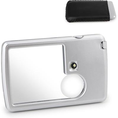 Pocket Magnifying Glass 3X 6X LED Lighted Magnifier Slide Out Magnifying Glass Handheld Reading Magnifier Square Magnifiers Loupe for Jewelry Stamps Watches Crafts Textile