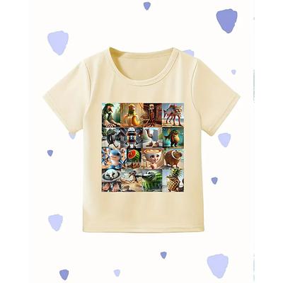Boys' Funny Italian Brainrot Graphic Tee - Lightweight Stretchy T-Shirt with Lightweight Stretchy Fabric for Ages 4-12 Casual Everyday Birthday Party Outfit Children's Summer Shirt Playful Kids Ap