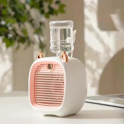 Kids Portable Air Conditioner Fan Rechargeable Mini Fox Design Cooling Fan With Mist Spray Humidifier Summer Desktop Appliance Portable Personal Air Cooler For Home Office Use